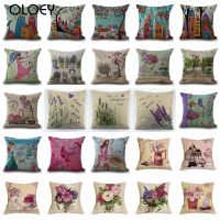 hot！【DT】◈  Kissen lavender Pillows Sofa Cushion Cover Flowers Throw