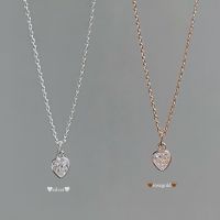 SissyJewelry // สร้อยคอเงินแท้ รุ่น heart mini chain ประกับจี้ พลอยหัวใจ cz (silver/rosegold) ?Free gift box?