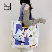 Original Illustration Sneakers Series European and American Trendy Cool One Shoulder Large Capacity Canvas Bag Double Layer Zipper Backpack 【BYUE】