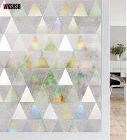 Static Cling Triangle Pattern 3D Laser Window Film for Glass Non-Glue Decorative Frosted Privacy Photochromic For Bedroom Vinyl