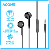 Tai nghe nhét tai ACOME AW01 thiết kế nhỏ gọn vừa vặn với tai cho cảm giác dễ chịu thoải mái khi đeo nút nhấn đa năng chất liệu dây siêu bền - Bảo hành 6 tháng