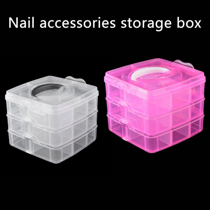 3 Tier 18 Compartment Nail Art Accessories Storage Box Plastic Storage Box  Transparent Detachable Cosmetic Case Hair Accessories Small Jewelry Box |  Lazada
