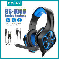 Romoss GS-1000 Gaming Headset With พร้อมไมโครโฟนเดสก์ท็อปโน้ตบุ๊คเล่นเกมกินไก่ตัดเสียงรบกวนหูฟังแบบมีสายพร้อมไฟ LED สำหรับแล็ปท็อปโทรศัพท์มือถือ PS4