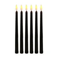 Pack of 6 Black LED Birthday Candles,Yellow Flameless Flickering Battery Operated LED Halloween Candles