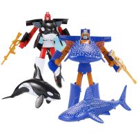 16ซม. Sea Life Dolphin Transformation หุ่นยนต์การ์ตูนสัตว์ Shark Whale Action Figure คอลเลกชันการศึกษาของเล่นสำหรับเด็ก