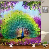 3D Flowers and Birds Peacocks  Shower Curtain Waterproof Bathroom Curtains Polyester Home Decor Curtain With Hook Curtain