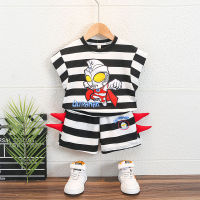 Ultraman Clothes Boys Summer Suit 2023 New Childrens Clothing Short Sleeve Baby Fried Street Fashionable Cool Handsome Fashion