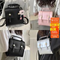 WLJL033Lovito Preppy Plain Metal Backpack for Women L60AD122 (สีกาแฟ/ชมพู/เงิน/ดำ) Lovito Preppy Plain Metal Backpack for Women