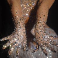 Rhinestones Luxury Gloves Women Sparkly Crystal Party Prom Mesh Elbow Long Gloves Dancer Singer Nightclub Stage Show Accessories