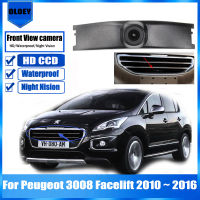 กล้องด้านหน้ารถสำหรับ Peugeot 3008 Facelift 2010 2011 2012 2013 2014 2015 2016 HD CCD Night Vision ไปข้างหน้าโลโก้กล้อง