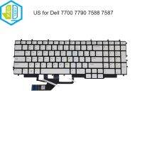 แป้นพิมพ์ของdell ไฟ RGB Backlit ภาษาอังกฤษสหรัฐ G7 7587 7588 7700 7790 0730HH คีย์บอร์ดแล็ปทอปเล่นเกม05VV61ด้วยแสงไฟที่มีสีสัน