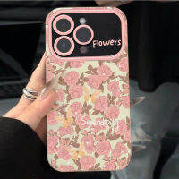 เคส IPhone13กุหลาบสีชมพูโรแมนติกหน้าต่างใหญ่ Apple 14PROMAX ไฟพรีเมียมหรูหรา11ป้องกันการตก12นุ่ม