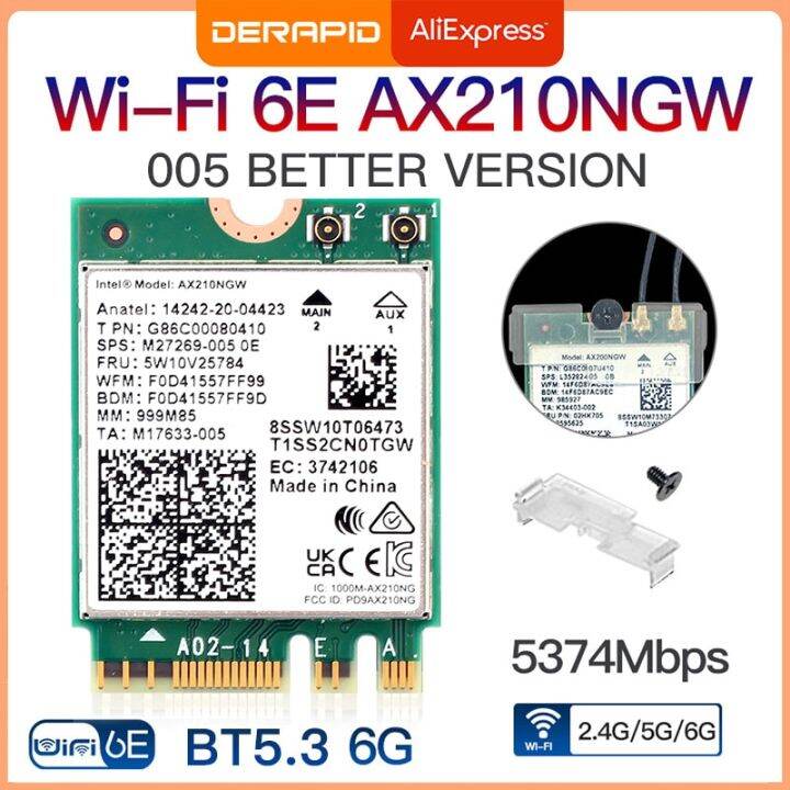 ดูอัลแบนด์ AX210 Intel ไร้สาย AX210NGW 2.4Gbps 802.11AX ไร้สาย Wi-Fi 6 ...
