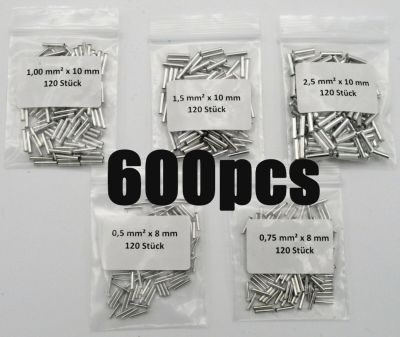 【CC】☌  600pcs Tube-Type Bare Terminal Combination Wire End Ferrules Assortment 0.5 / 0.75 1.0 1.5 2.5mm² Uninsulated Blank