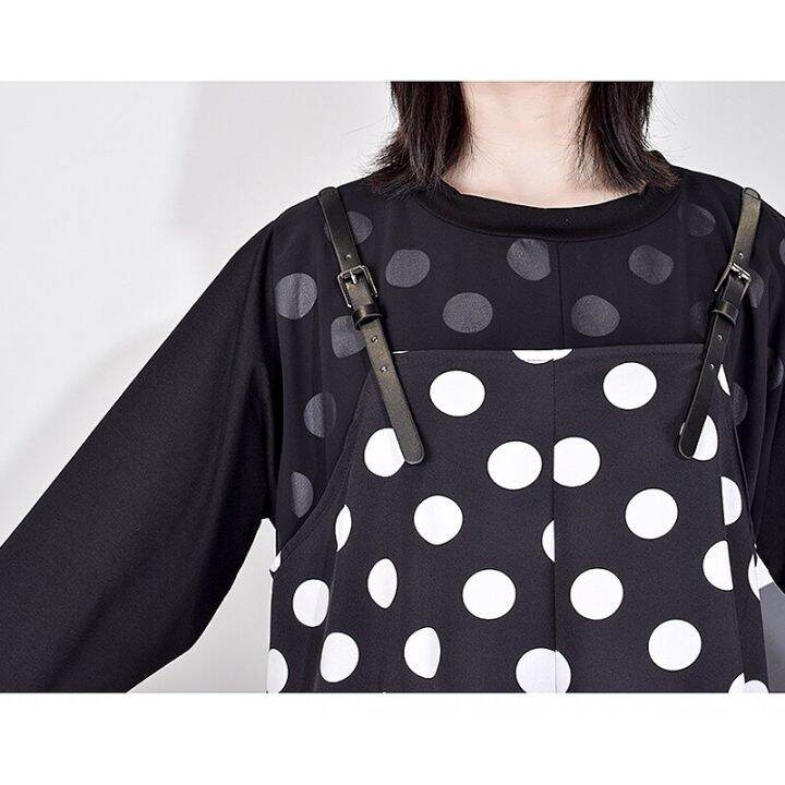 xitao-dress-dots-patchwork-casual-women-loose-long-sleeve-dress