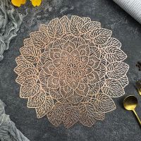 【CC】◕  Watermelon Round Placemat Household Anti-hot Insulation Hollow Pvc Hot Gold High-end Table