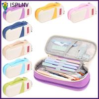 ISPLNV กระเป๋าถือสำหรับโรงเรียนกระเป๋ากล่องเครื่องสำอางสองชั้นปากกาแท่งใหญ่กระเป๋ากล่องดินสอ