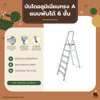 บันไดอลูมิเนียมทรง A 6 ขั้น บันได ladder มีราวจับ พับเก็บได้ สูงกำลังดี 6 ชั้น กันลื่น รับน้ำหนักได้ดี | ZHTL006