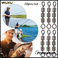 WUXU 10pcs ทนทาน คุณภาพสูง แบบพกพา น้ำหนักเบา ตกปลาหมุนได้อย่างปลอดภัย การแบก เชื่อมต่อด่วน โรลลิ่ง ทริปเปิ้ล