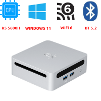 AMD Ryzen 5 5600H Mini PC Windows 11 3.3GHz Up to 4.2GHz 2*DDR4 3200Mhz NVME SSD WIFI 6 BT5.2 4K 60HZ Gaming Computer MINI PC