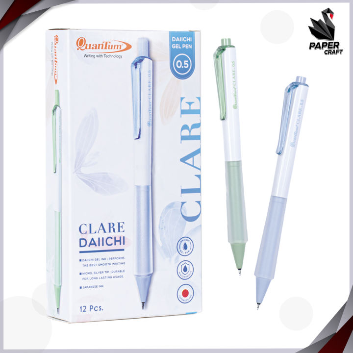 ปากกา-ปากกาเจล-quantum-clare-ขนาดหัวปาากกา-0-5-หมึกน้ำเงิน-1กล่อง-12ด้าม