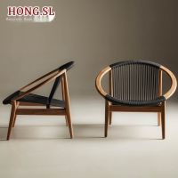 Exclusive customization Single solid wood sofa chair lounge chair rattan Nordic balcony lazy rattan chair round log Nordic outdoor courtyard
