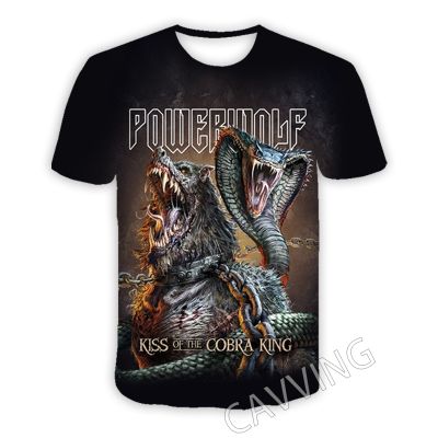 Powerwolf 3D พิมพ์สบายๆเสื้อยืด Hip Hop Tee เสื้อ Harajuku สไตล์ Tops เสื้อผ้าแฟชั่นสำหรับผู้หญิง/ผู้ชาย T02