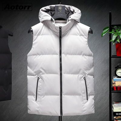 ZZOOI Men Winter Down Coats Vest Jacket Sleeveless Hooded Warm Male Waistcoat Outwear Casual Windproof Mens Vests Fashion Solid Color