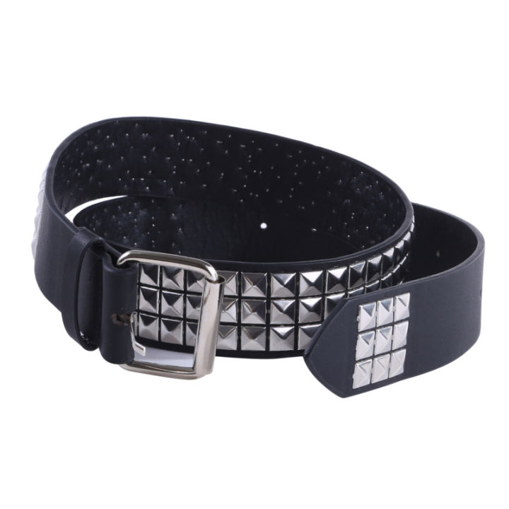 Yomer Shop Punk Studded Leather Belt Rock Rivet Belt with Bright Metal ...