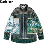 เสื้อเชิ้ตแขนยาวแฟชั่นสไตล์สตรีทสําหรับผู้ชาย Dark Icon