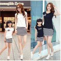 【YF】 Mommy and Me Dress Family Fashion Summer Set Clothes for Mother  Daughter Stripe Sports Skirt Matching Outfi