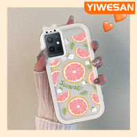 YIWESAN เคสสำหรับ Vivo Y75 5G Y55 5G Y55s 5G 2023 Y33s IQOO U5E Y33E 5G Y52T 5G Y30 5G IQOO Z6 Lite 5G เคสลายการ์ตูนสีชมพูน่ารักมะนาวขอบสีสันสดใสเคสโทรศัพท์โปร่งใสเล็กน้อยเคสกันกระแทกกันกระแทกเลนส์กล้องถ่ายรูปมอนสเตอร์