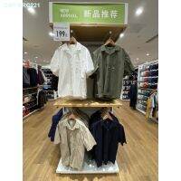 ☫◄ UNIQLO Youjia เสื้อคู่สำหรับทั้งหญิงและชาย2022ใหม่ฤดูร้อนเสื้อเสื้อแขนสั้นมีปกโปโลผสมผ้าฝ้ายโมดอล444645