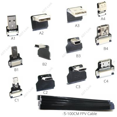 ▲♣ FPV Monitor Standard Mini USB Super Flat flexible FPC Charging Cable 90 Degree Micro USB Ribbon Cable AV output Cord OTG 5V 3A