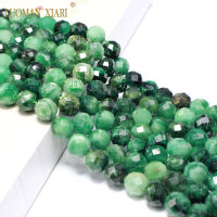 Fine 100% Natural Stone Faceted Emerald Green Round Gemstone Spacer Beads For Jewelry Making  DIY Bracelet Necklace 6/8/10MM Wires  Leads Adapters