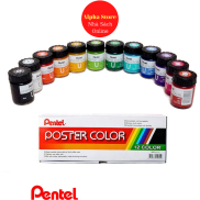 Màu poster Pentel, bộ 12 màu bột pha sẵn Pentel POSTER COLOR WPU2-12 POC