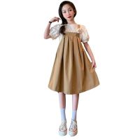 【Ready】? Girls western-style suspenders skirt 2023 summer Korean style fresh dress skirt fashion medium and large childrens suit suspenders skirt