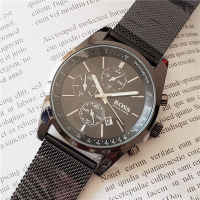 นาฬิกาผู้ชายคุณภาพสูงดั้งเดิม Hugo Bosss สามนาฬิกาสแตนเลสสายเหล็กแฟชั่นที่เข้ากับทุกชุดนาฬิกาประจำวัน