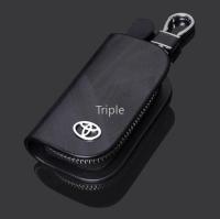 Angel High Quality Genuine Leather Remote Car Key Fob Holder Bag Zipper Wallet Chain Holder Case Cover Keychain For Toyota Vigo Vista Vios Innova Avanza Puris Wish Corolla Yaris Avalon Camry Hilux Land Cuiser