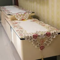 clown Luxury satin Embroidery bed Table Runner flag cloth cover Christmas Lace tea tablecloth dining kitchen Wedding party decor