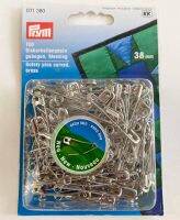 Prym Safety pins curved, No. 2, 38mm, silver-coloured / เข็มกลัดทองเหลืองโค้ง สีเงิน ขนาด 38 มิลลิเมตร แบรนด์ Prym จากประเทศเยอรมนี (G071380)