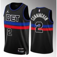 นิวเจอร์ซีย์คุณภาพสูง 【hot pressed】2023 nba jersey Detroit Pistons No. 2 Cunningham black basketball jersey