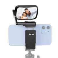 Ulanzi ST-30 Smartphone Clip Clamp Selfie Mirror Kit 360 Adjustable Phone Mount Vlog Livestream Bracket with Cold Shoe for Mic