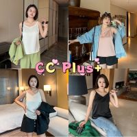 CiCi Plus+(3031)สายเดี่ยวซาตินคอV ใส่สบายจับแมทซ์กางเกงอะไรก๋ดีงามสาวอวบ plus-size