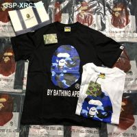 Japanese Japanese BAPE เสื้อเรนเดอร์แขนสั้นสำหรับทั้งหญิงและชายพิมพ์โลโก้หัว BAPE-Man