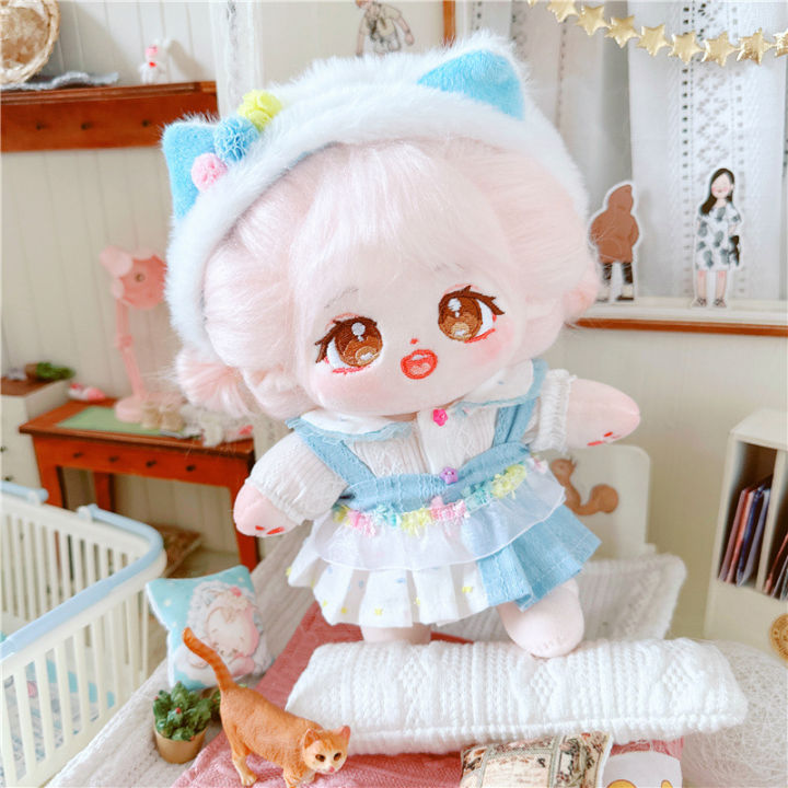 20cm Cute Doll Accessories White Blue Splicing Princess Dress ...