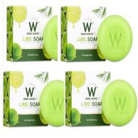 [NEW]สินค้าขายดี Wink White Lime Soap สบู่มะนาว วิงค์ไวท์สบู่ผิวใส ขัดขี้ไคล สบู่ล้างหน้า [ของแท้ 100%] ขนาด 80g. [ 4 ก้อน ]