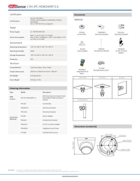 dahua-กล้องวงจรปิด-4-ล้านพิกเซล-รุ่น-dh-ipc-hdw2449t-s-il-fixed-focal-eyeball-wizsense-network-camera