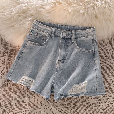 [Real Photo] Korean style high waist denim shorts women wide leg all match slim pants