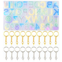 1 Set English Letter Crystal Epoxy Resin Mold Alphabet Number Pendant Casting Silicone Mould DIY Crafts Key Chain Making Tools